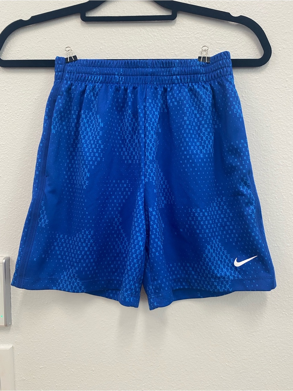 Nike Royal Blue Kids Athletic Shorts with White Swoosh